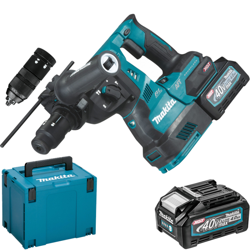 Ciocan rotopercutor brushless si wireless, cu 2 acumulatori Li-Ion, 40V XGT, 4Ah, 2.9J + MAKPAC TIP 4 HR002GM201