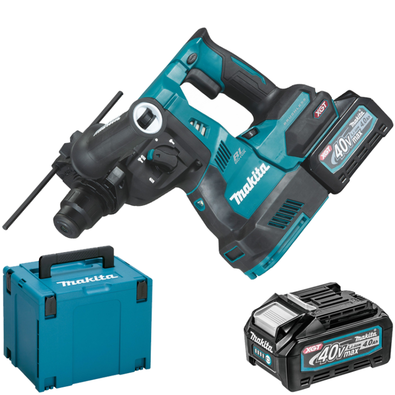 Ciocan rotopercutor brushless, cu 2 acumulatori Li-Ion, 40V XGT, 4Ah, 2.8J + MAKPAC TIP 4 HR003GM201