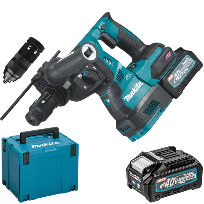Ciocan rotopercutor brushless, cu 2 acumulatori Li-Ion, 40V XGT, 4Ah, 2.9J + MAKPAC TIP 4 HR004GM201