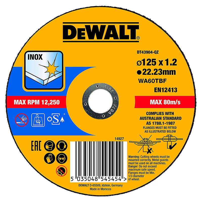 DISC PENTRU TAIERE INOX 125MMX1.2MM DEWALT DE