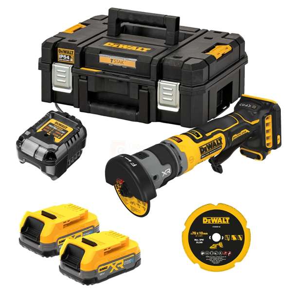 Kit Miniferăstrău circular de tăiat / debitat compact DeWalt XR 18V – DCG430E2T-QW