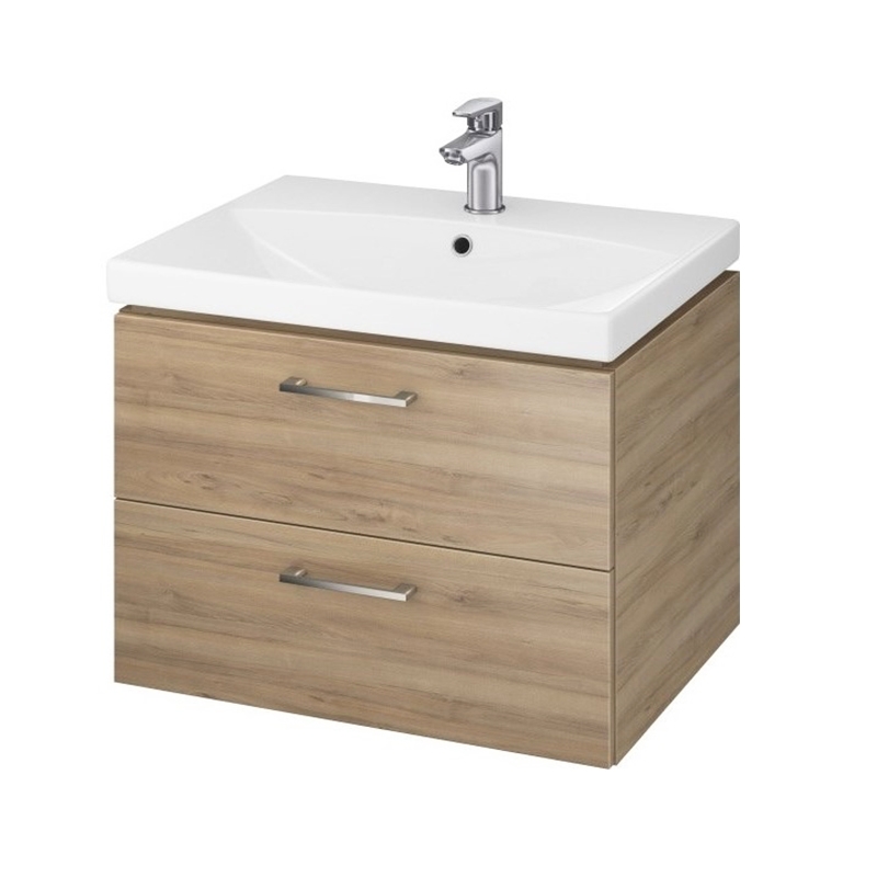 Set mobilier suspendat si lavoar Lara, 60 cm, Cersanit, nuc