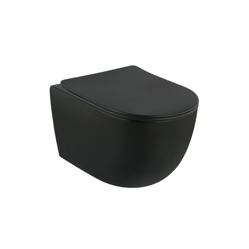 Vas WC suspendat, Fluminia, Minerva, cu capac quick release si soft close, negru