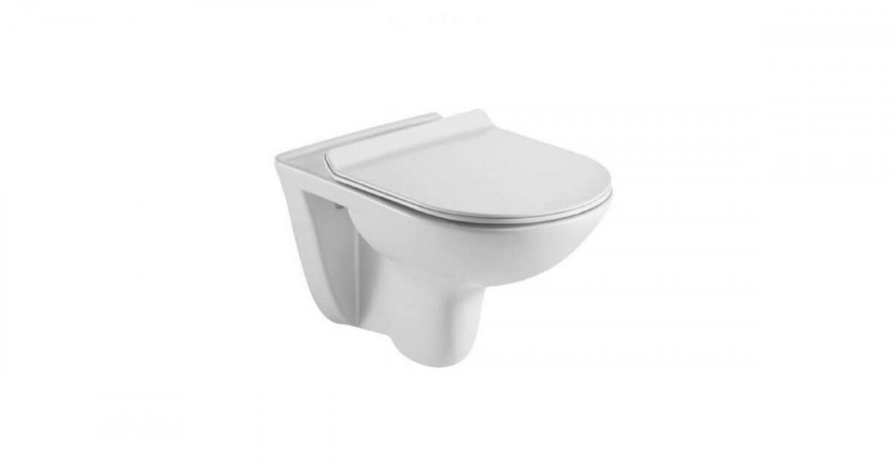 Vas WC suspendat rimless Wellis, cu capac WC soft-close, Bella, alb