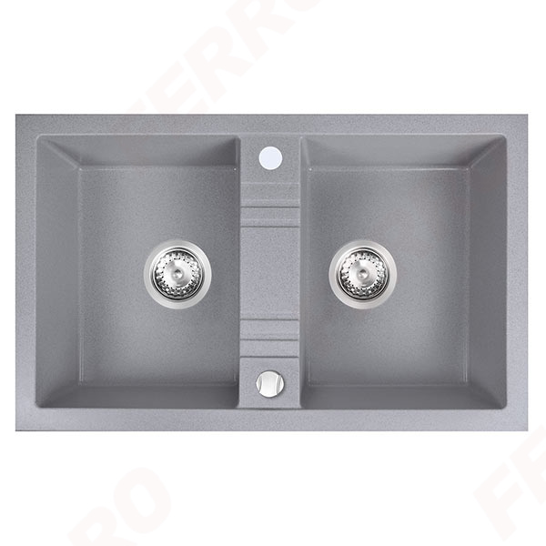 Chiuveta granit Ferro, 2 cuve, 780x480x177 mm, gri