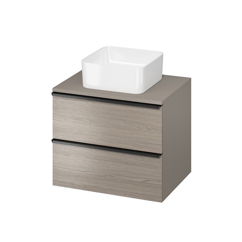 Mobilier suspendat Virgo, pentru lavoar pe blat, 60 cm, Cersanit, gri stejar