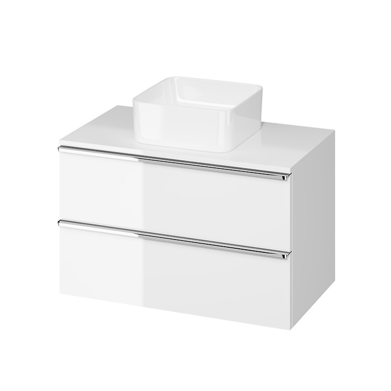 Mobilier suspendat Virgo, pentru lavoar pe blat, 80 cm, Cersanit, alb