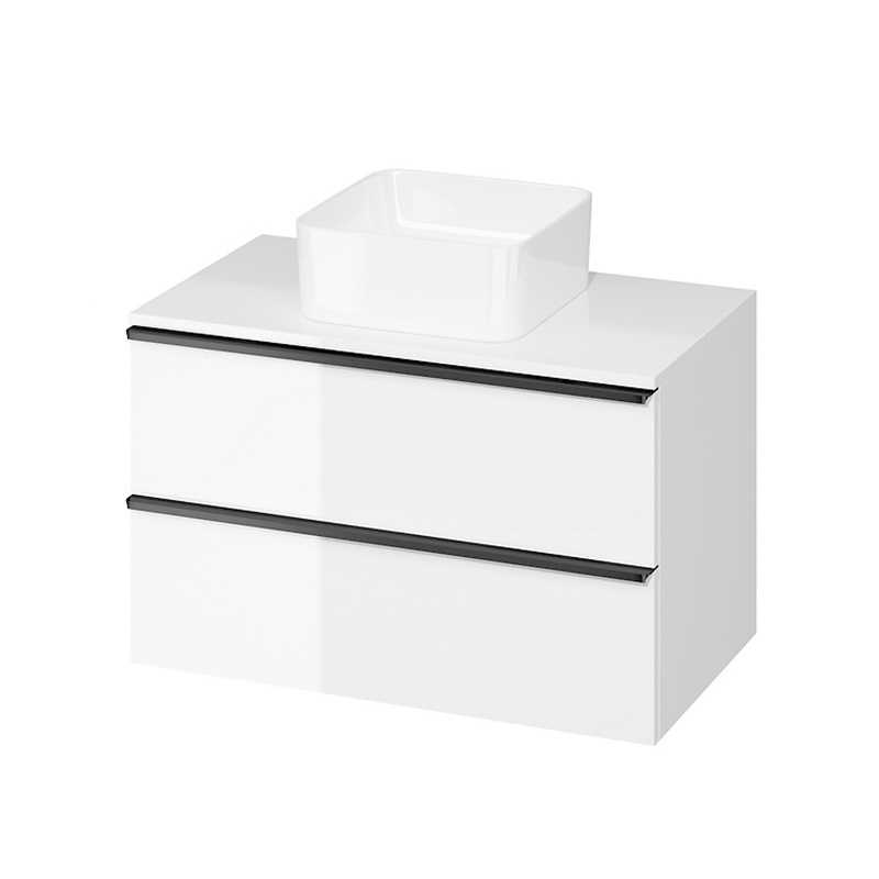 Mobilier suspendat Virgo, pentru lavoar pe blat, 80 cm, Cersanit, alb