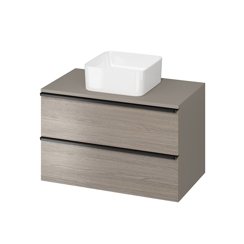 Mobilier suspendat Virgo, pentru lavoar pe blat, 80 cm, Cersanit, gri stejar