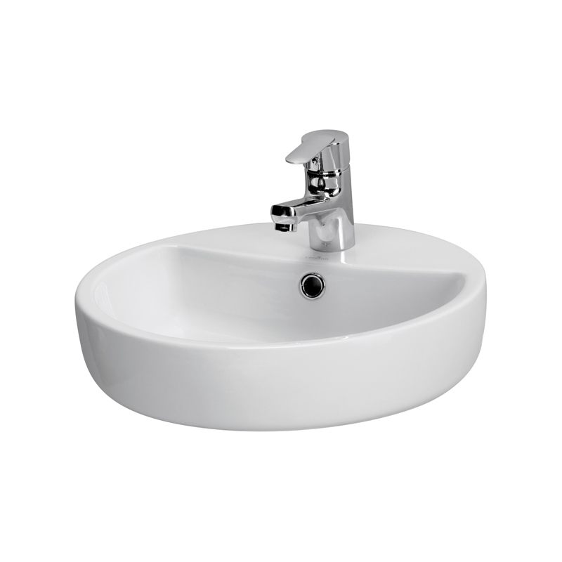Lavoar pe blat rotund Caspia, 44 cm, Cersanit, alb