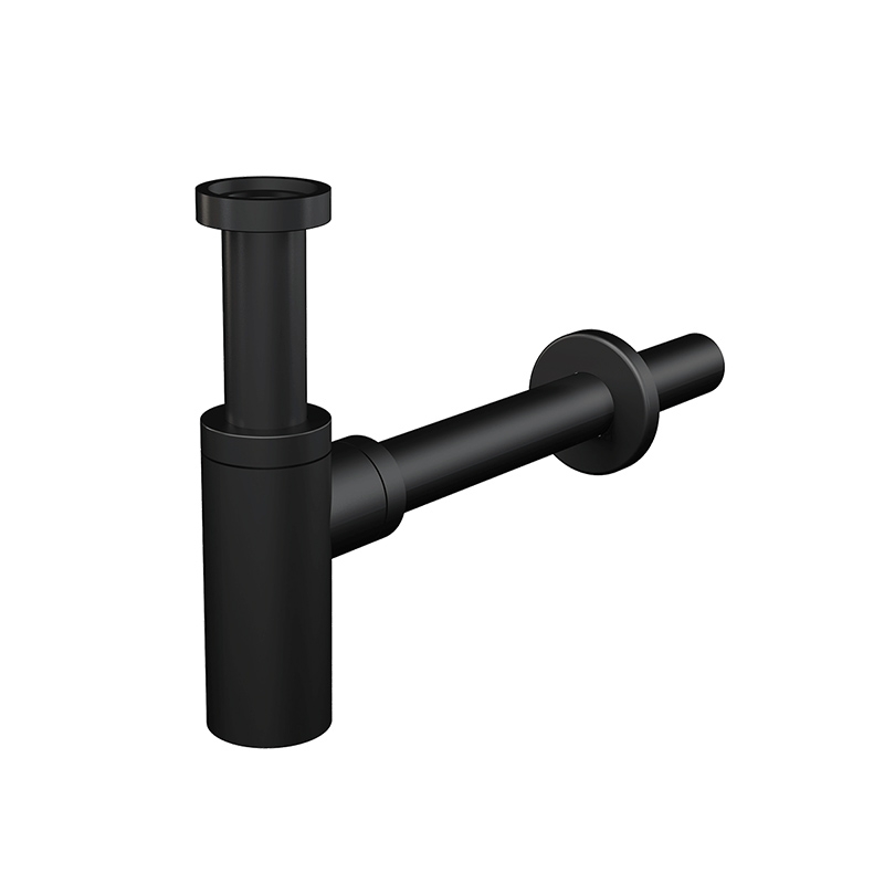 Sifon pentru lavoar negru AlcaPlast, cu piulita, DN32