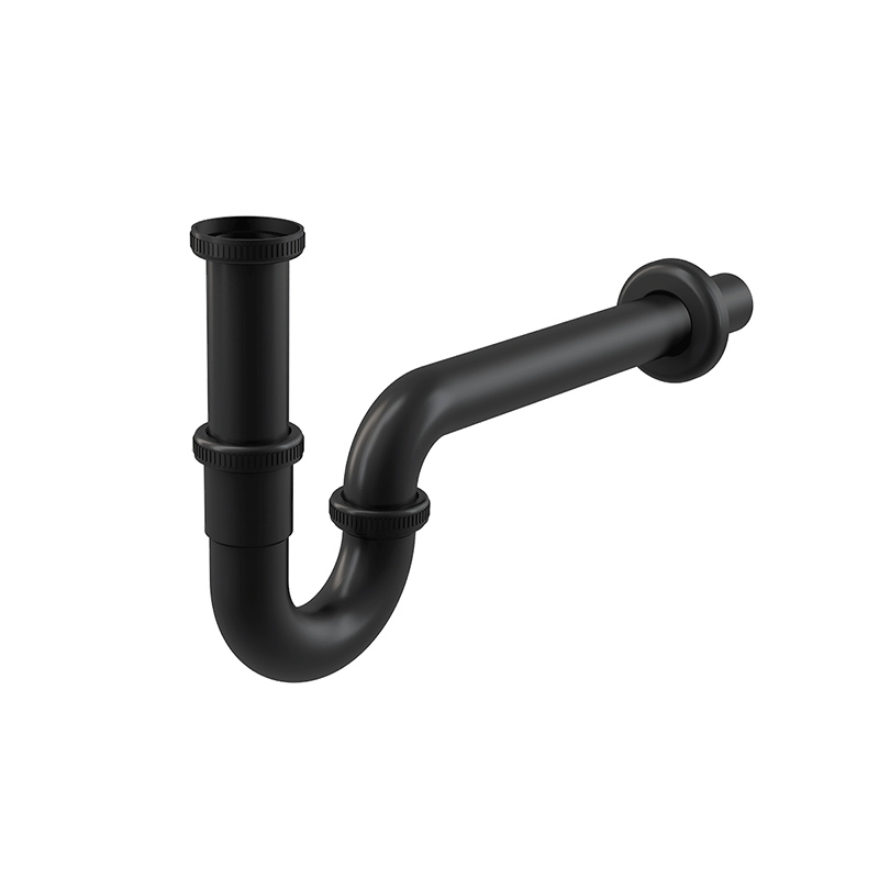 Sifon pentru lavoar negru AlcaPlast, cu piulita, DN32