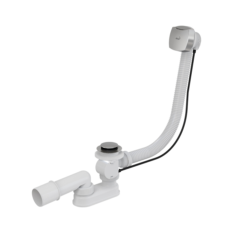 Sifon pentru cada automat, Alcaplast, cu preaplin, crom