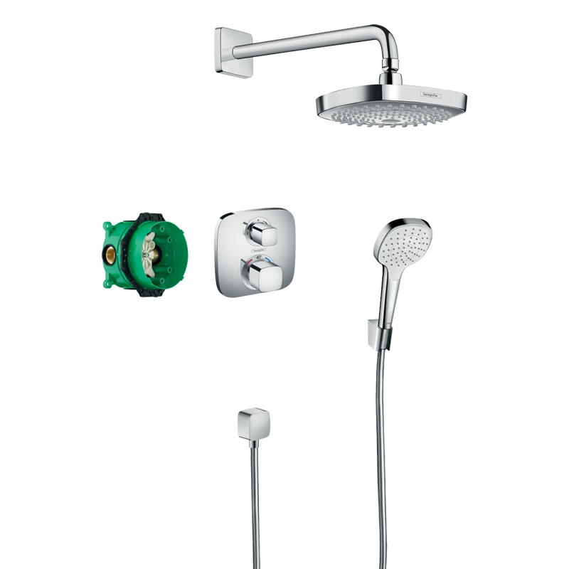 Set de dus cu baterie termostatata Ecostat E, Hansgrohe, Croma Select E, crom