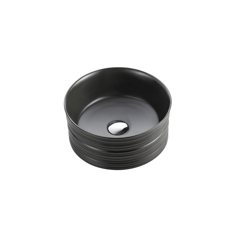 Lavoar pe blat cu ventil, My Black Circle | Fluminia, rotund, Negru Mat