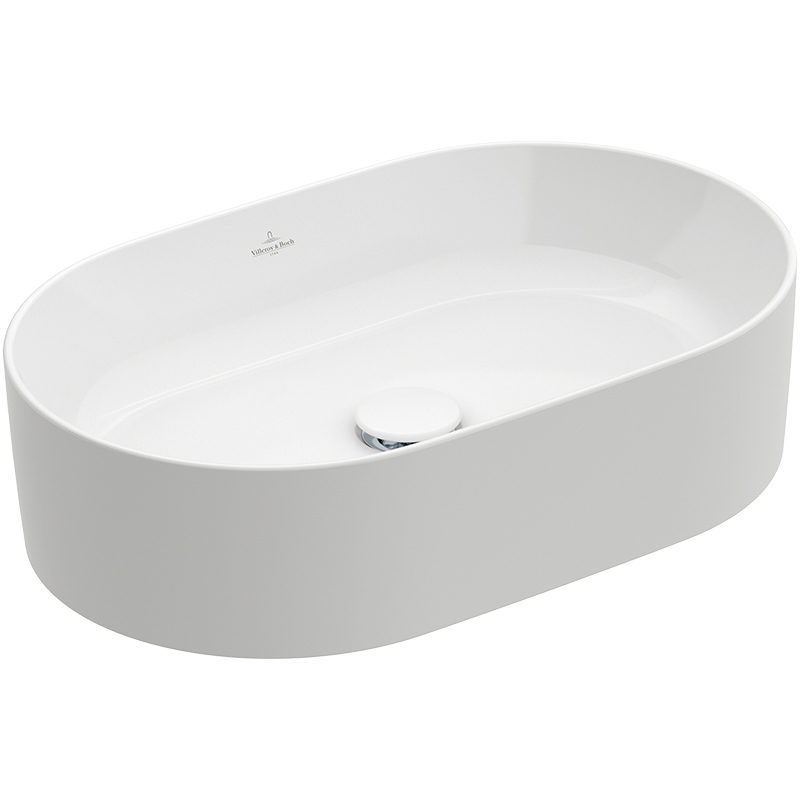 Lavoar pe blat oval Collaro, Villeroy & Boch, 56 x 36 cm, alb