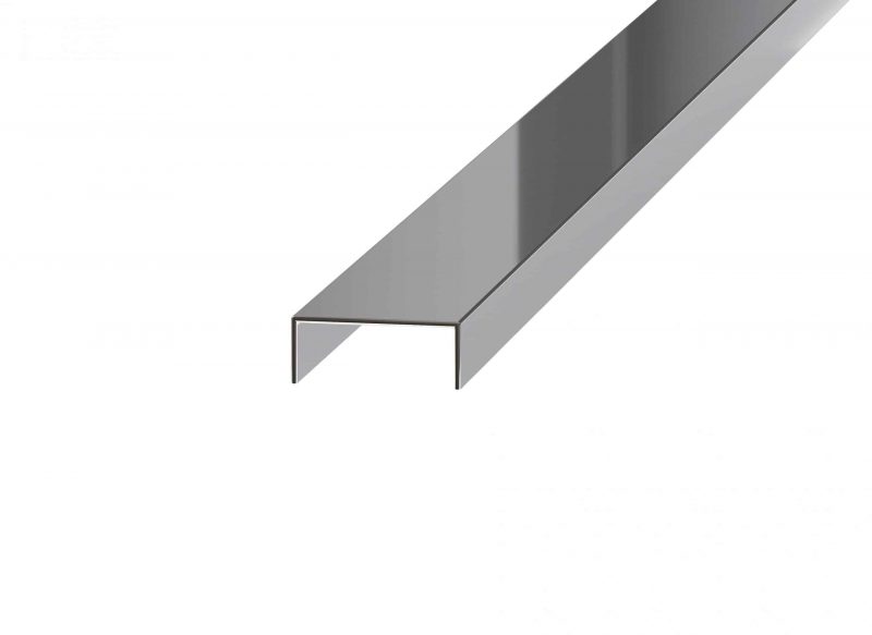 Profil decorativ inox, rectificat, 0.8×2×270, Argintiu Lucios