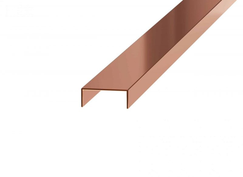 Profil decorativ inox, rectificat, 0.8×1×270, Cupru Lucios