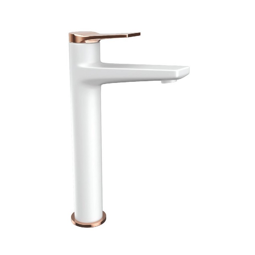Baterie inalta pentru lavoar, Karag, Andare, Alb-Rose gold