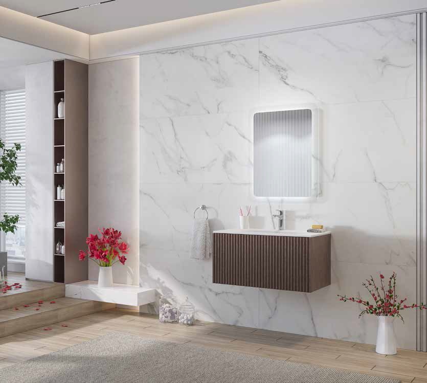 Mobilier suspendat cu lavoar alb Dress 80, Karag, Scuro