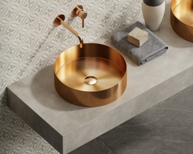 Lavoar rotund pentru blat Venus, Karag, 38 cm, Rose Gold