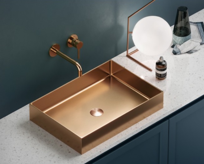 Lavoar pentru blat Saturn, Karag, 55 x 38 cm, Rose Gold