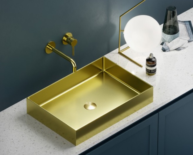 Lavoar pentru blat Saturn, Karag, 55 x 38 cm, Auriu