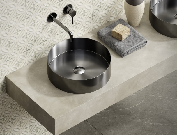 Lavoar rotund pentru blat Venus, Karag, 38 cm, Gun metal