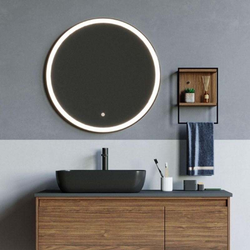 Oglinda cu iluminare LED, Black Boy cu rama neagra, 90 cm, Fluminia