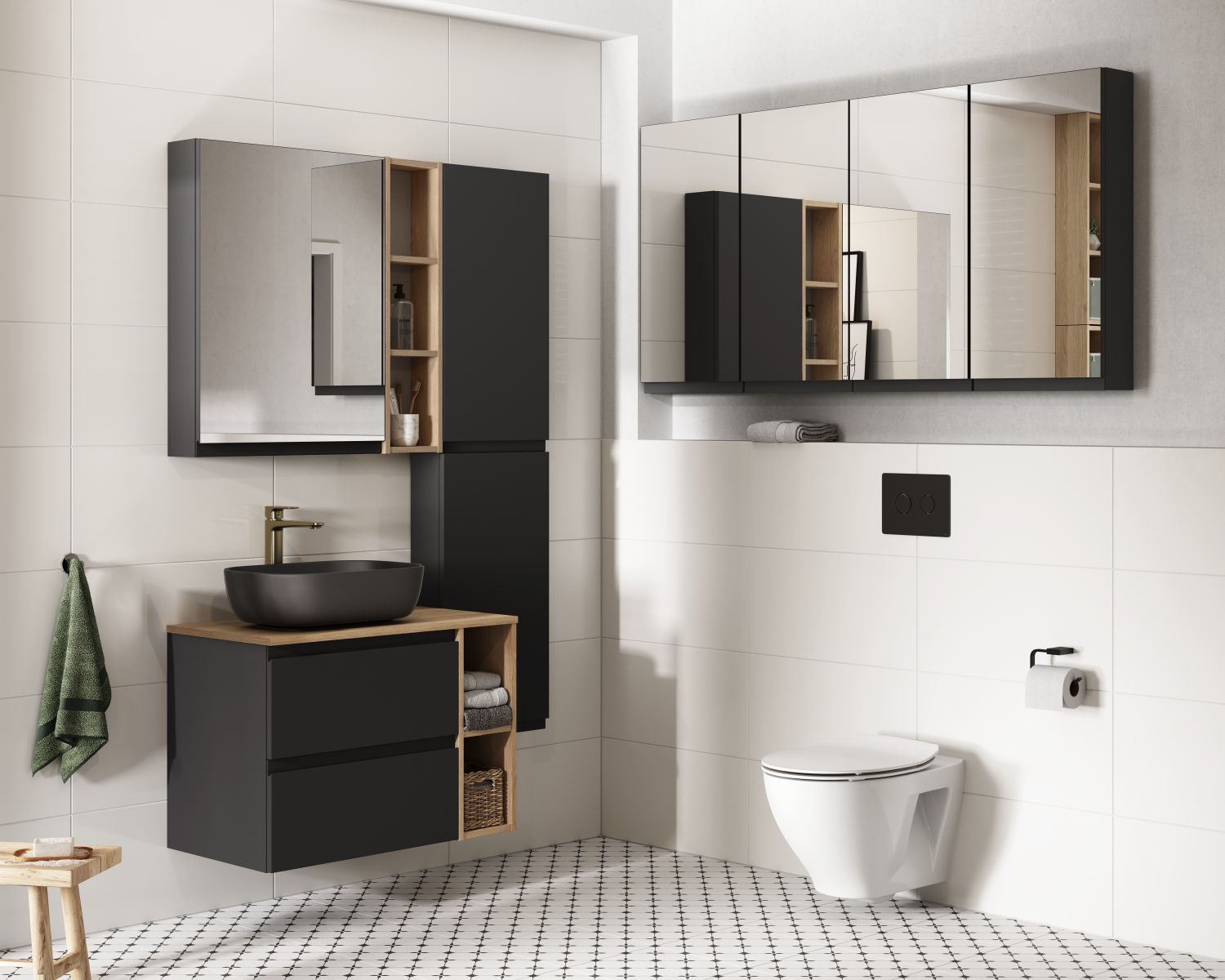 Mobilier suspendat Moduo, 60 cm, Cersanit, antracit