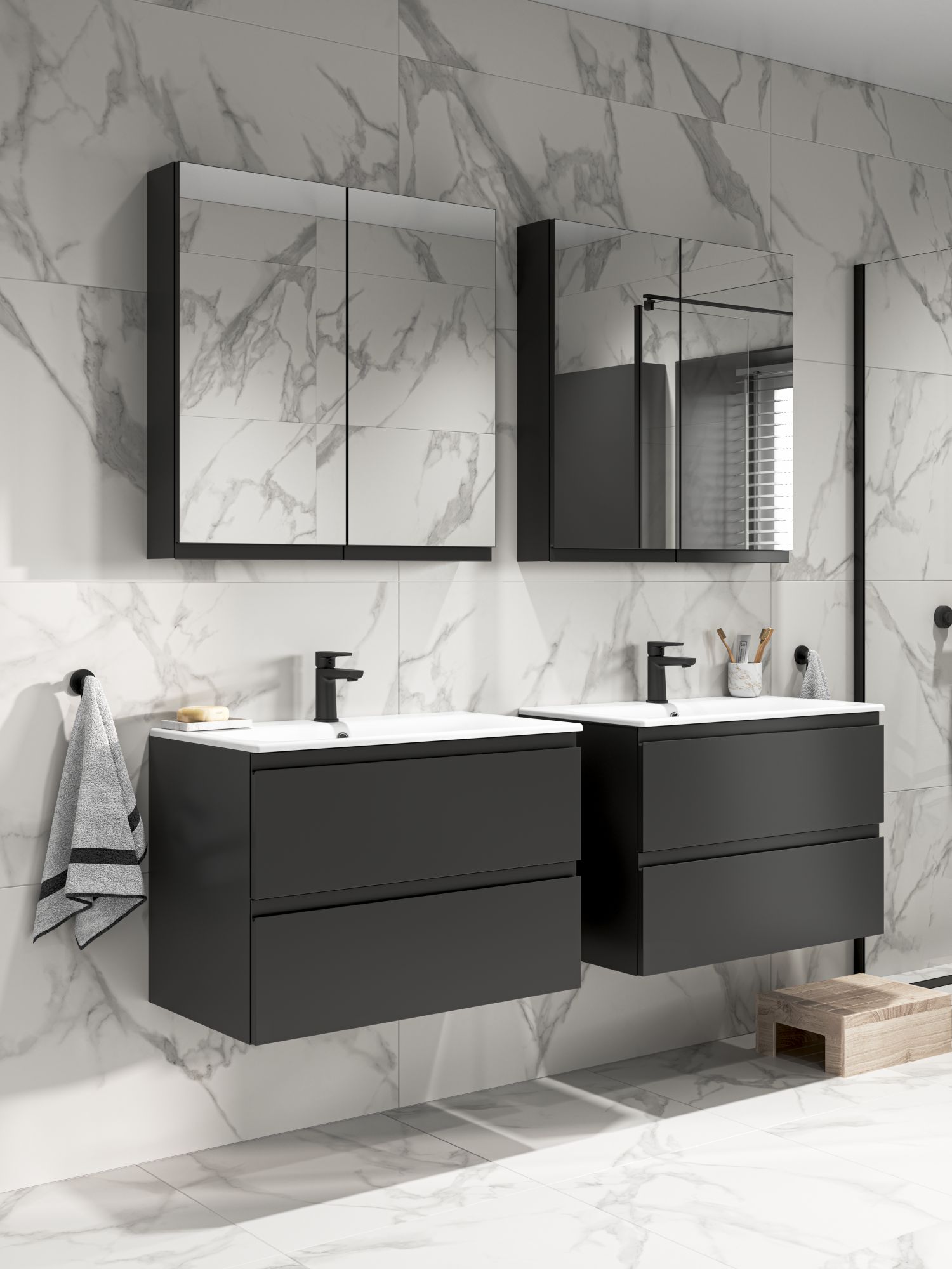 Mobilier suspendat Moduo, 80 cm, Cersanit, antracit