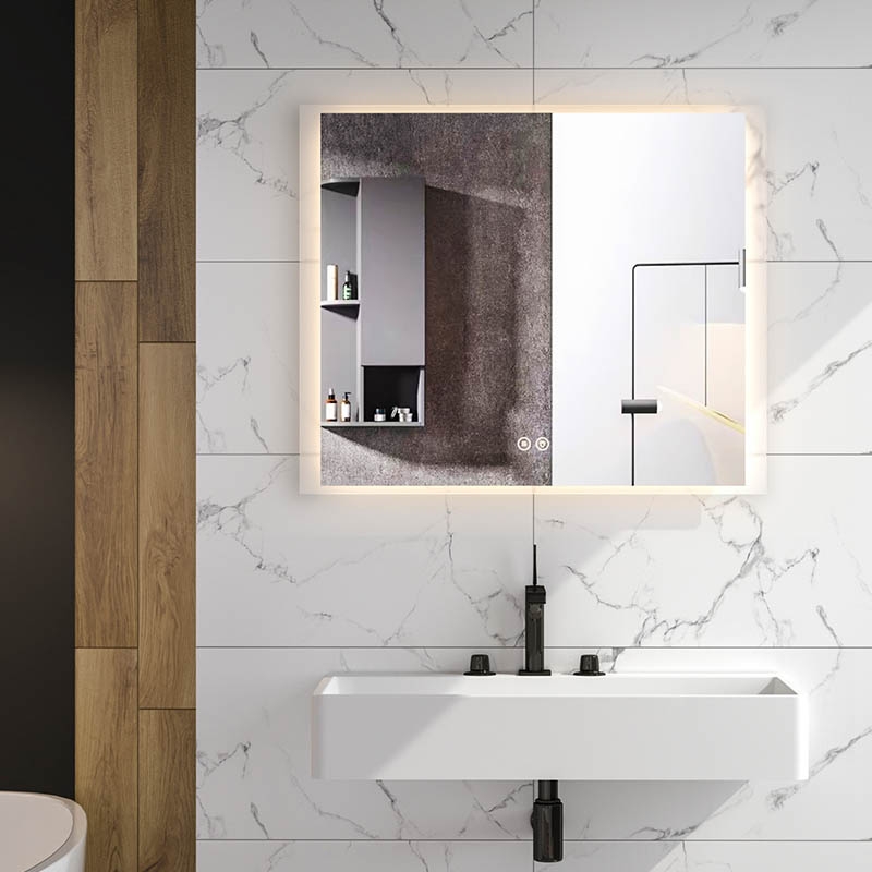 Oglinda dreptunghiulara cu iluminare LED, Rodin, 90 x 75 cm, Fluminia