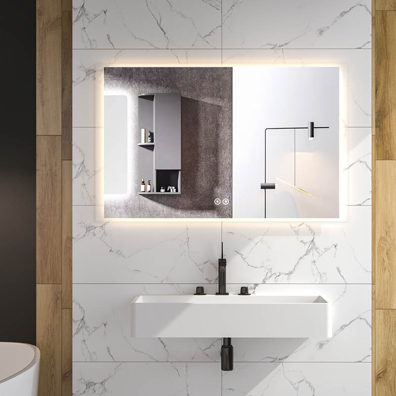 Oglinda dreptunghiulara cu iluminare LED, Rodin, 120 x 75 cm, Fluminia