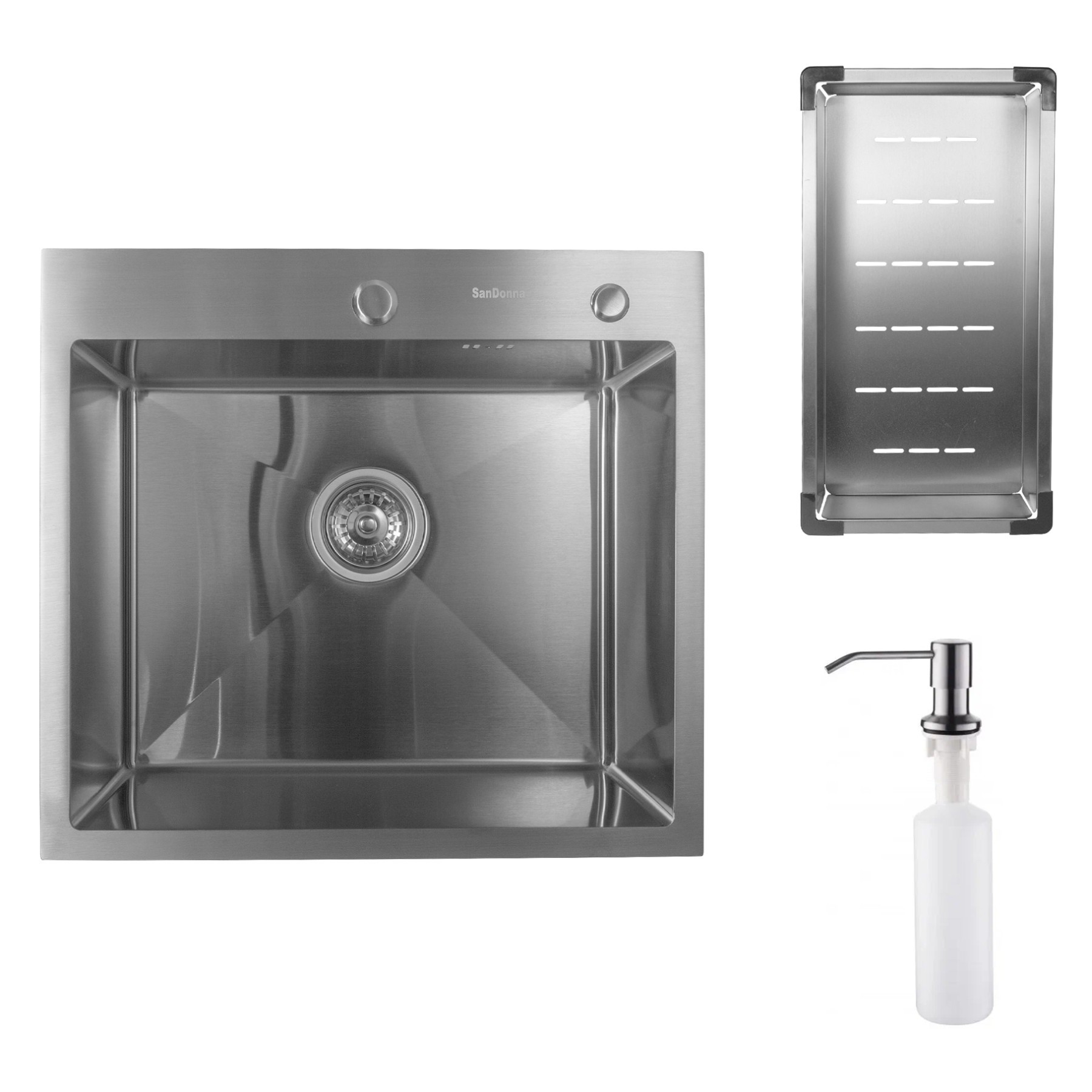 Chiuveta bucatarie Sandonna HD5550, 1 cuva, 55 x 50 cm, inox crom satinat
