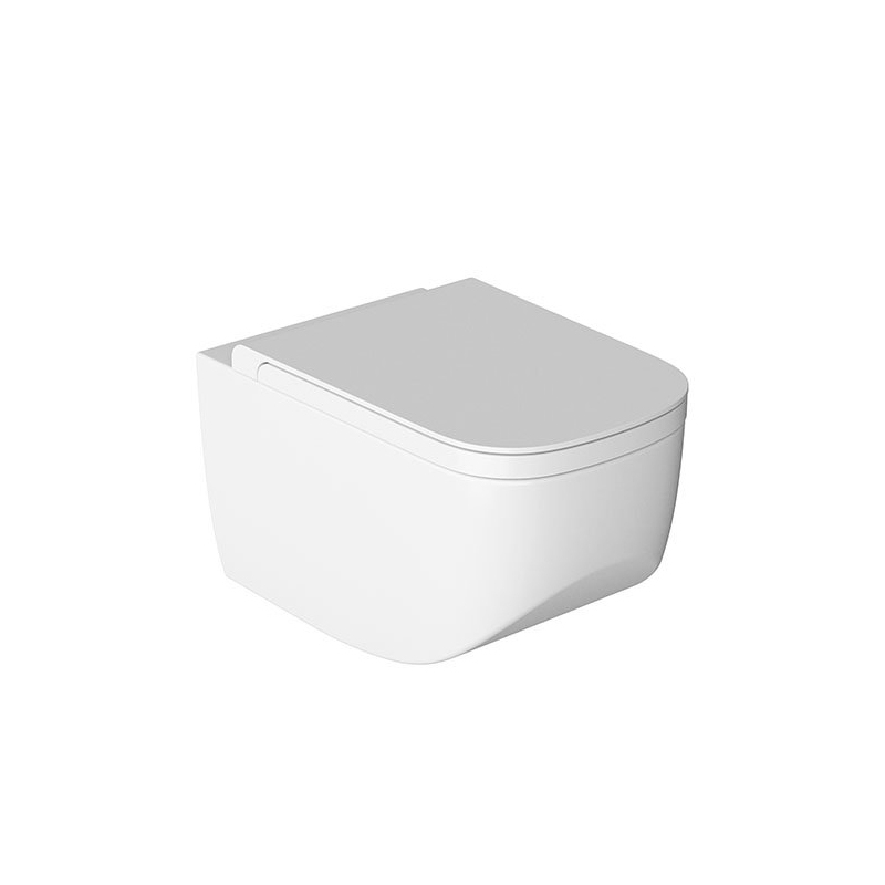Set vas WC suspendat Hatria, Next, cu capac wc soft close, rimless, alb