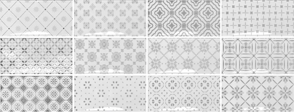 Faianta Ocean Decor White & Black, 7.5 x 15, Lucioasa