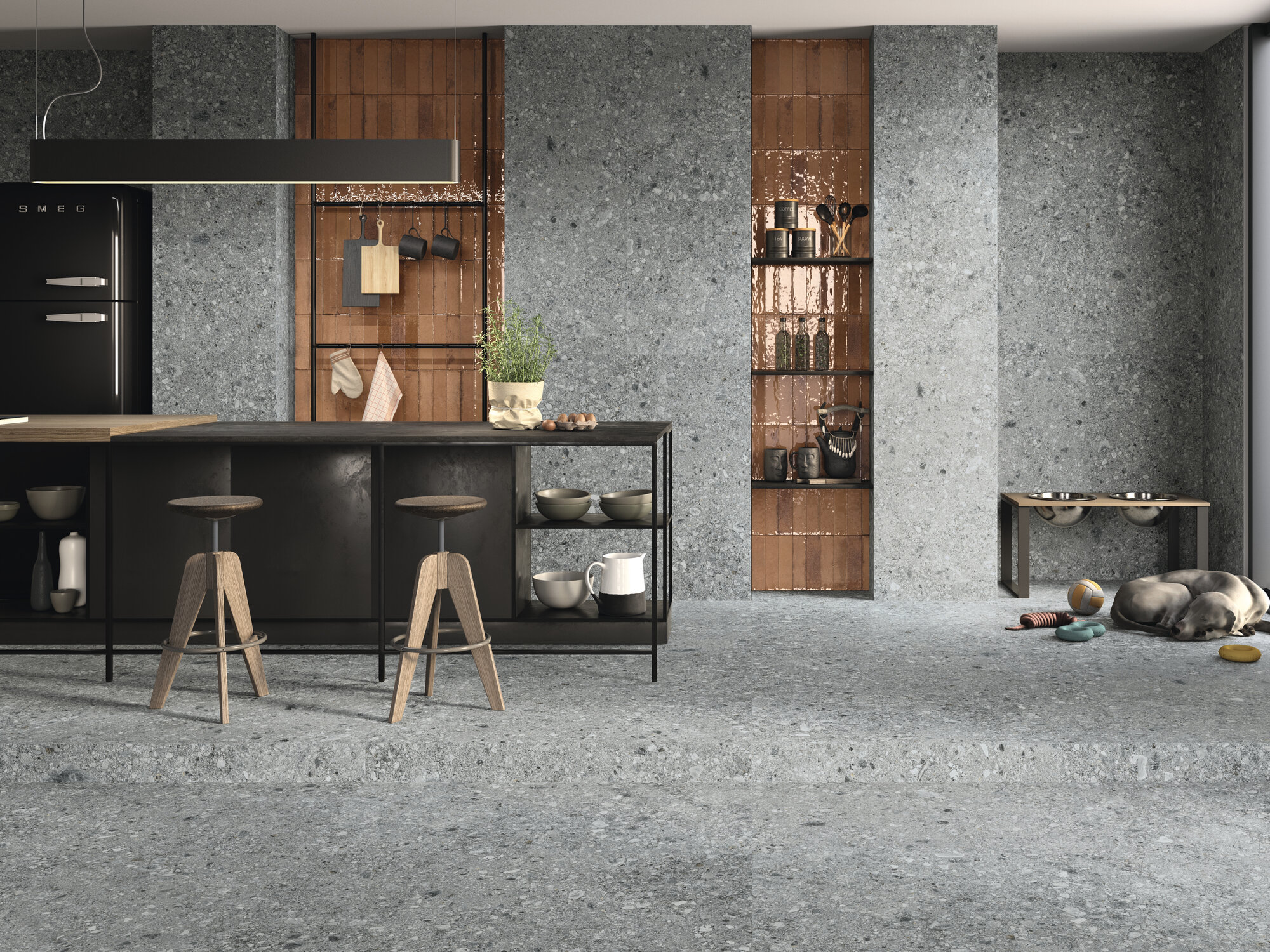 Gresie Ceppo Coal Lap, Ape Grupo, 60 x 120 cm, lucios