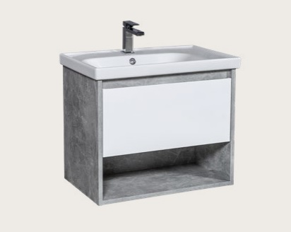Set mobilier suspendat cu lavoar Edda, 60 cm, gri – alb