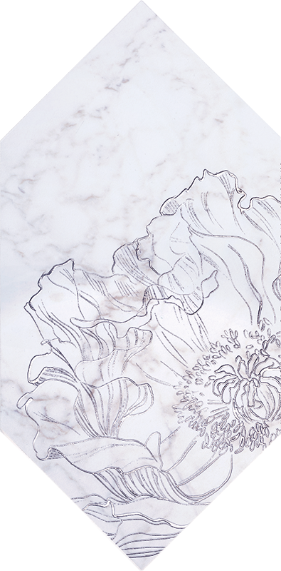 Decor Rochelle Fleur form White, 14.8 x 22.5, Mat