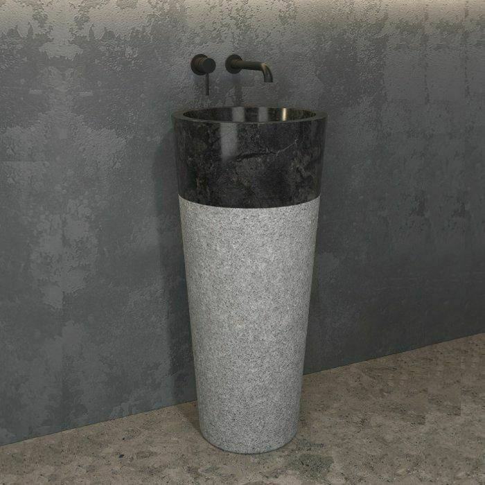 Lavoar freestanding din piatra Bora Nero, Karag, 40×90 cm