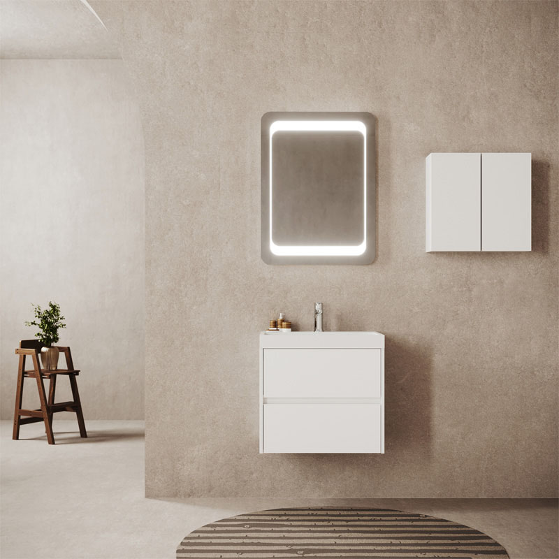 Set mobilier suspendat cu lavoar Fiori 60 cm, alb