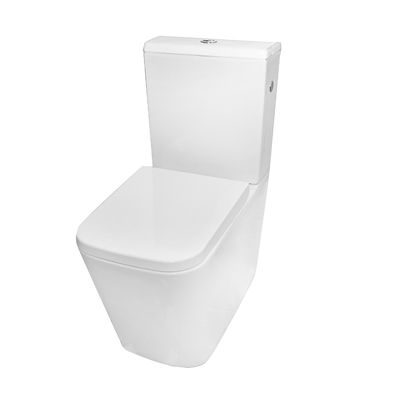 Set vas WC stativ Paris, Fluminia, Back-to-wall, rimless cu rezervor si capac soft-close si easy off