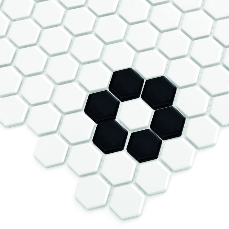 Mozaic Mini Hexagon B&W Flower lucios, Dunin