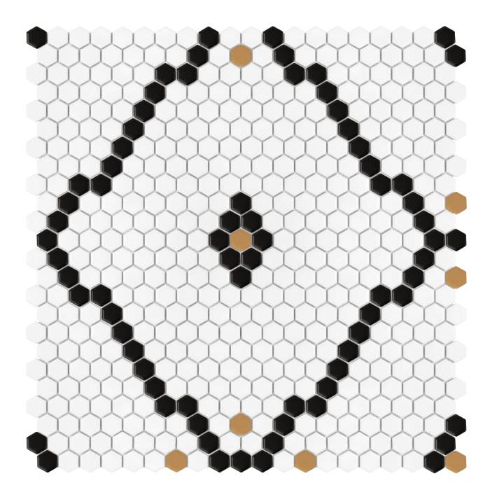 Mozaic Mini Hexagon Rombdance Black matt, Dunin