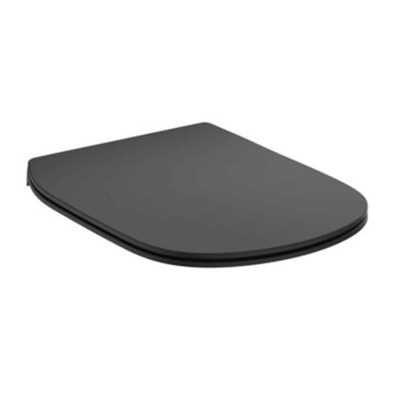 Capac WC Ideal Standard, pentru WC Tesi RimLS+, soft close, quick release negru mat