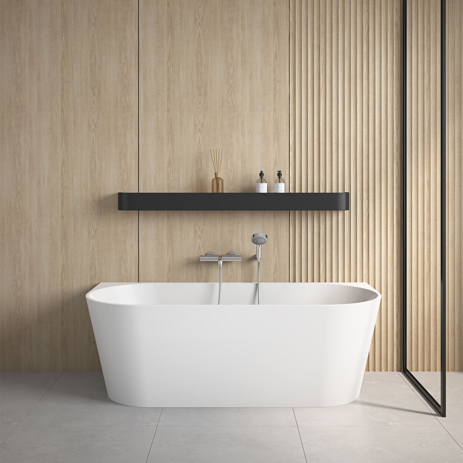 Cada freestanding Calabria Slim 170 cm, Wellis, alb lucios