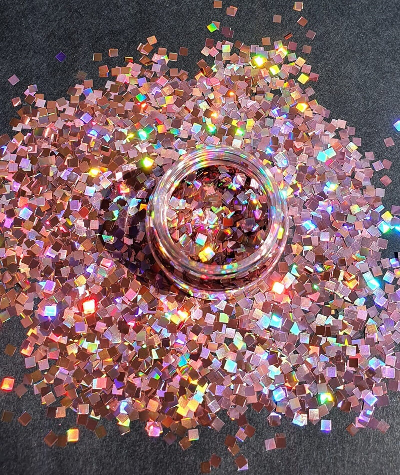GLITTER HOLOGRAFIC PATRAT - ROZ 10 GR