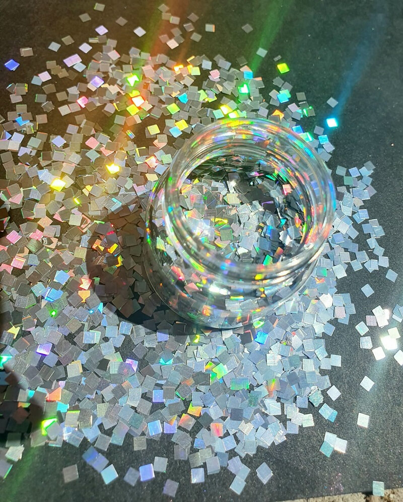 GLITTER HOLOGRAFIC PATRAT - ARGINTIU 10 GR