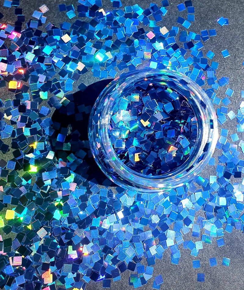 GLITTER HOLOGRAFIC PATRAT - ALBASTRU 10 GR